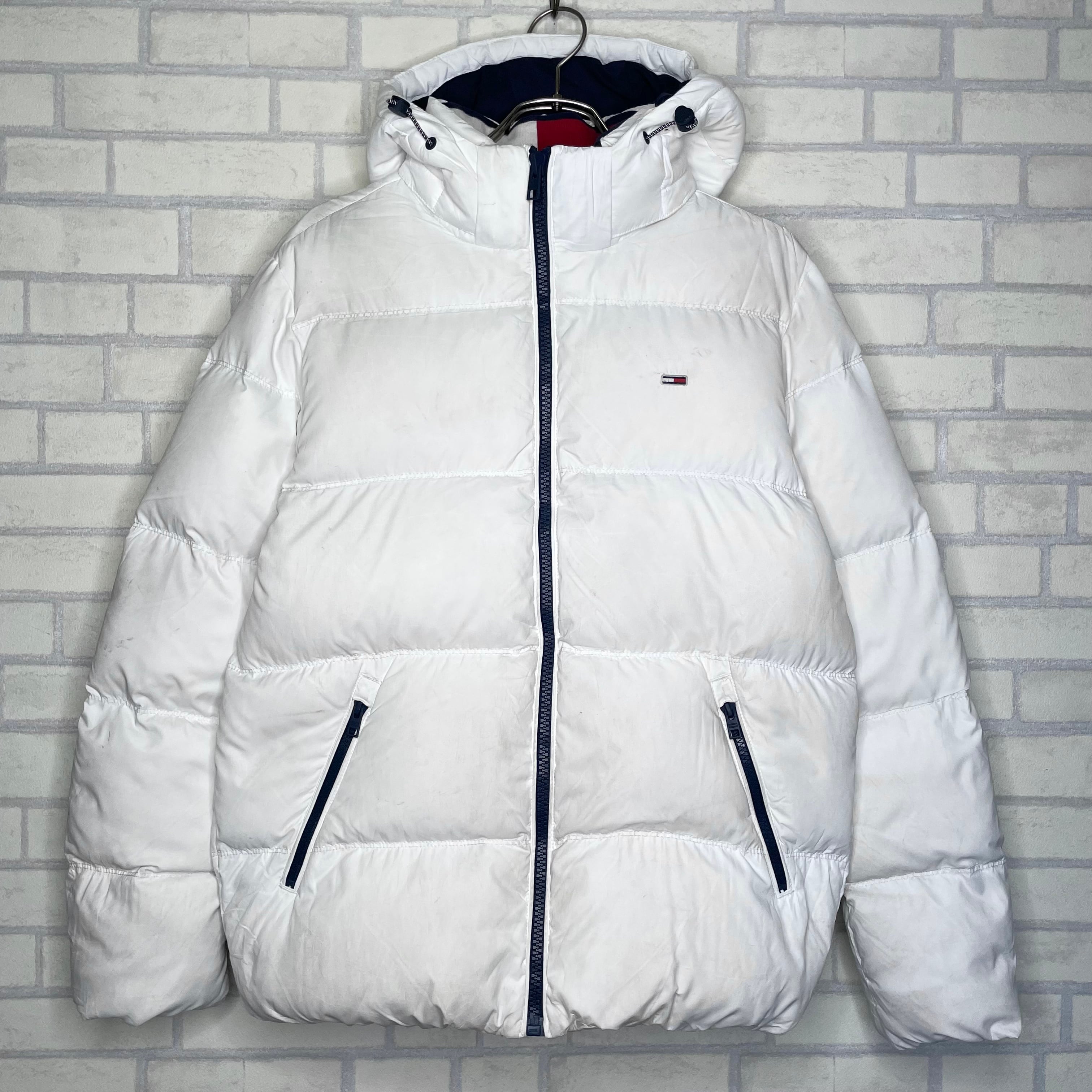 TOMMY JEANS ダウンジャケット M ホワイト ワンポイントブランド刺繍  