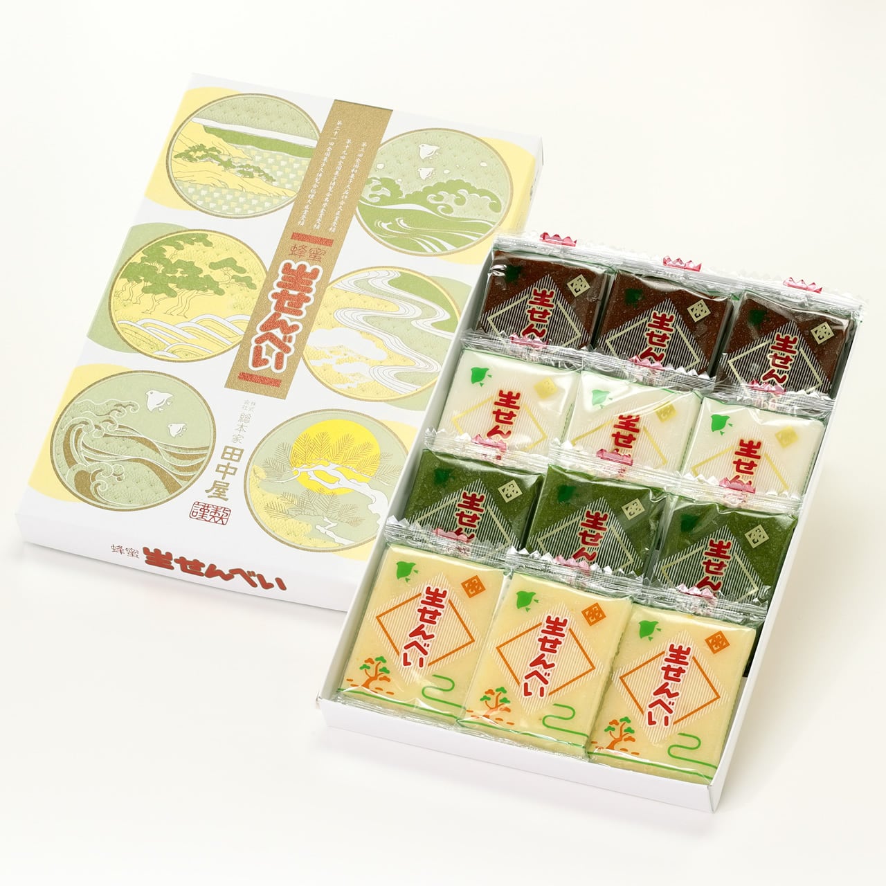 箱12ヶ入り【黒糖・白・抹茶・ゆず】 | 総本家田中屋 生せんべい