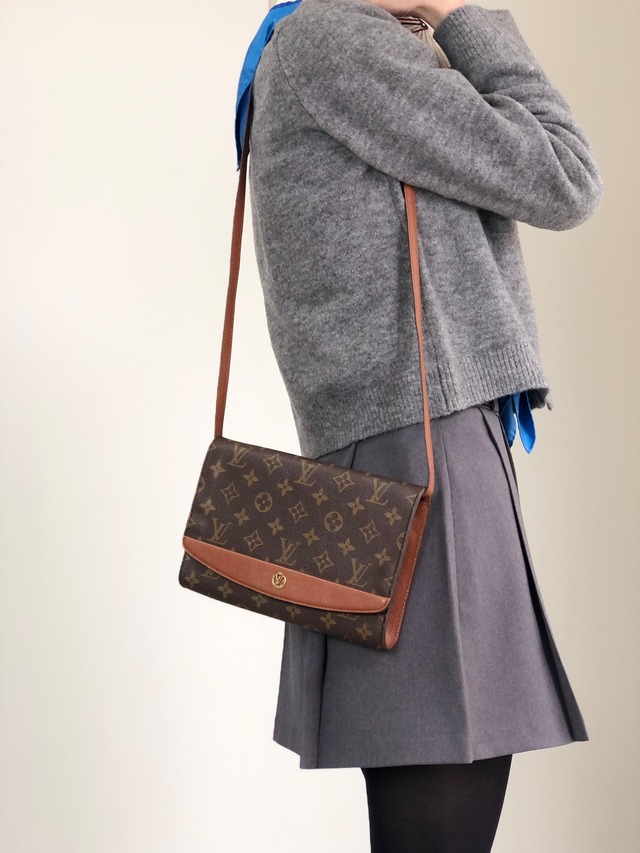 LOUIS VUITTON ルイヴィトン ボルドー モノグラム ショルダーバッグ ブラウン PVC レザー フラップ vintage ヴィンテージ オールド yz6dcp