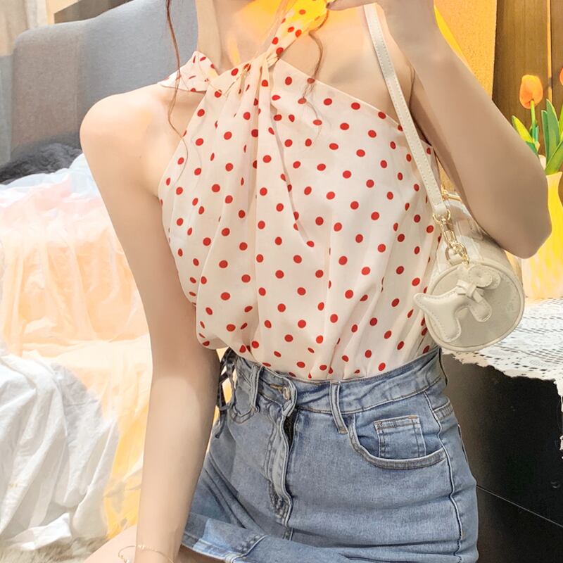 ホルターサマートップス ノースリーブドレス 大人ガーリー スウィート キュート カジュアル 夏物 スーパーモール38628930941