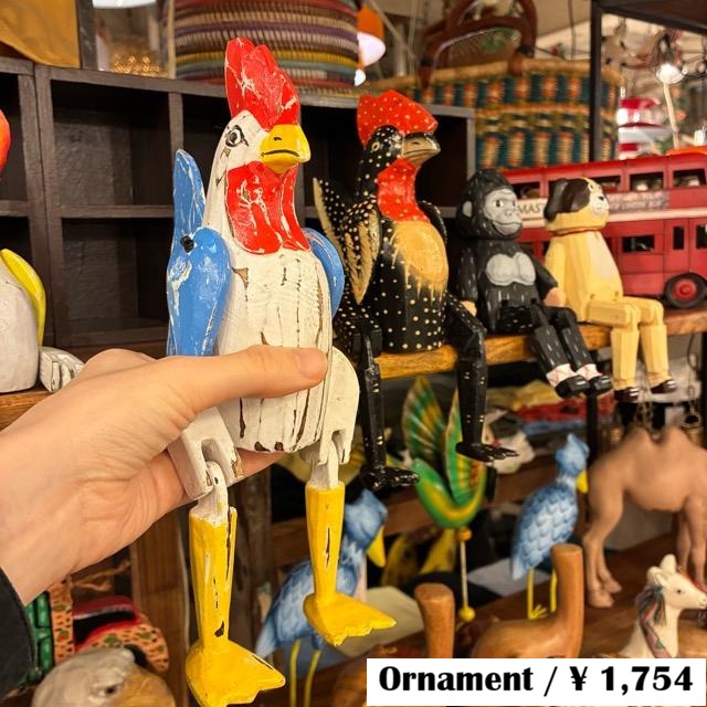 Indonesia Sitting animal puppet Chicken 2color　インドネシア　おすわりアニマルパペット　ニワトリ　全2色　置物　インテリア雑貨　小物　飾り　オブジェ