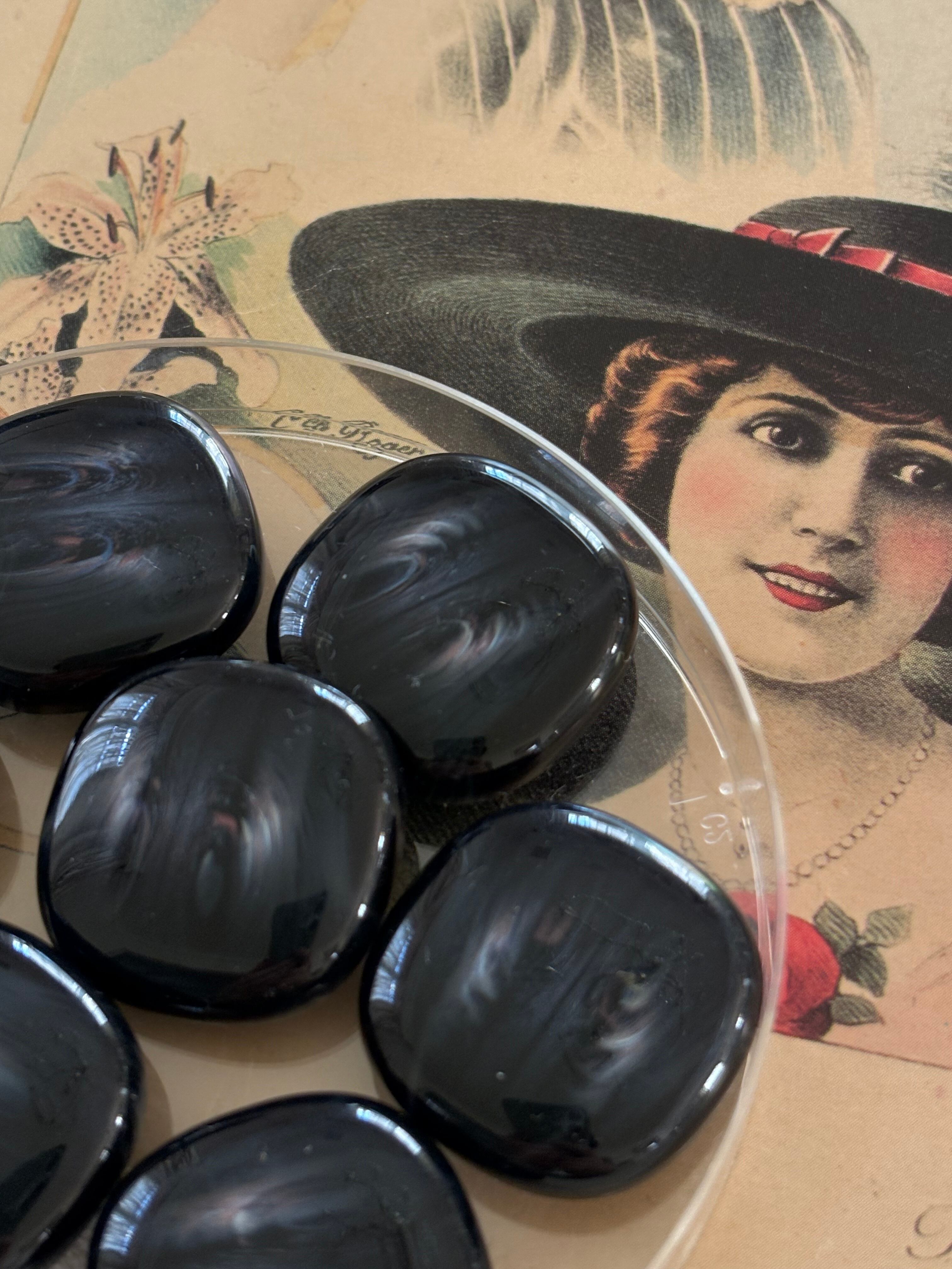 Japanese Vintage ヴィンテージボタン スクウェア 25mm マーブル調 レトロボタン アクセサリーパーツ 装飾材 カルトナージュ