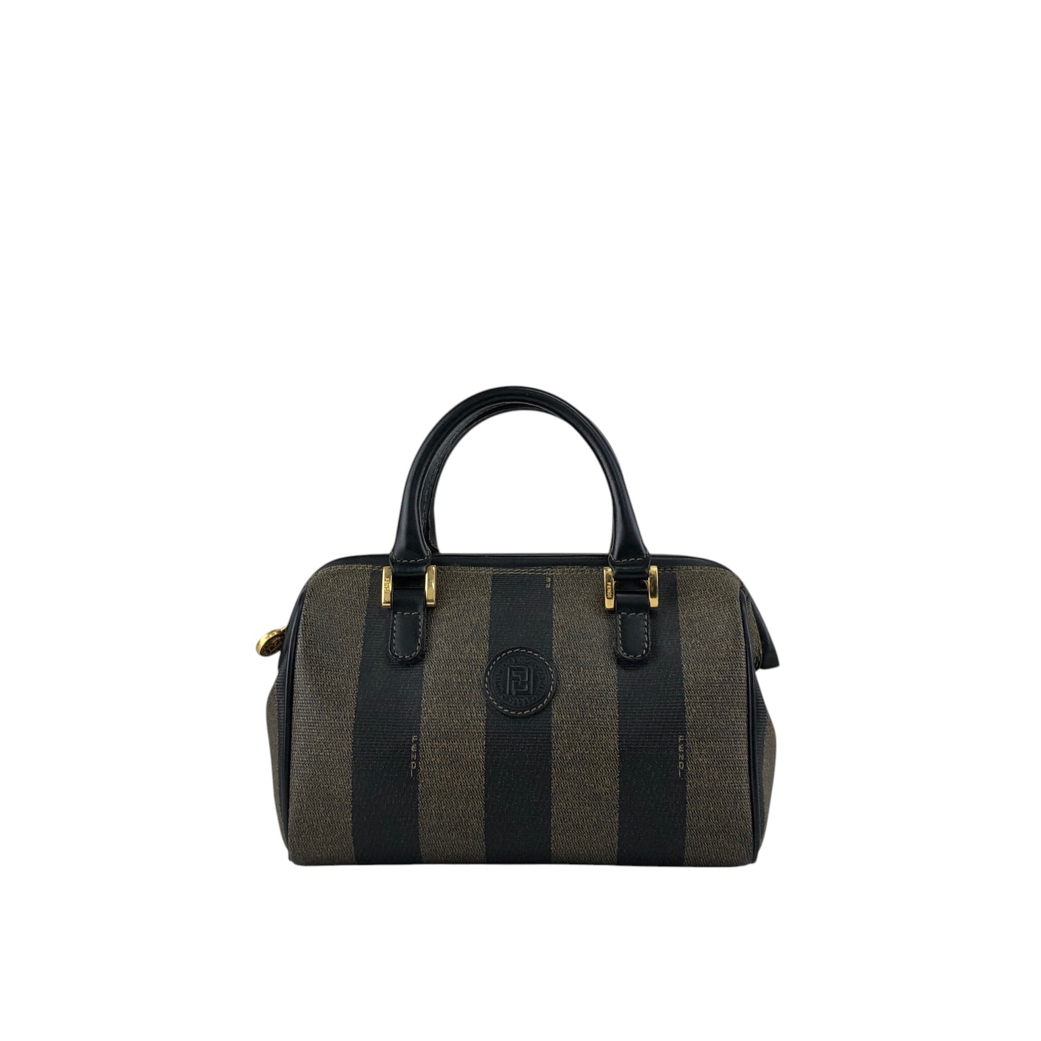FENDI フェンディ ぺカン ハンドバッグ ブラウン FFロゴ PVC vintage