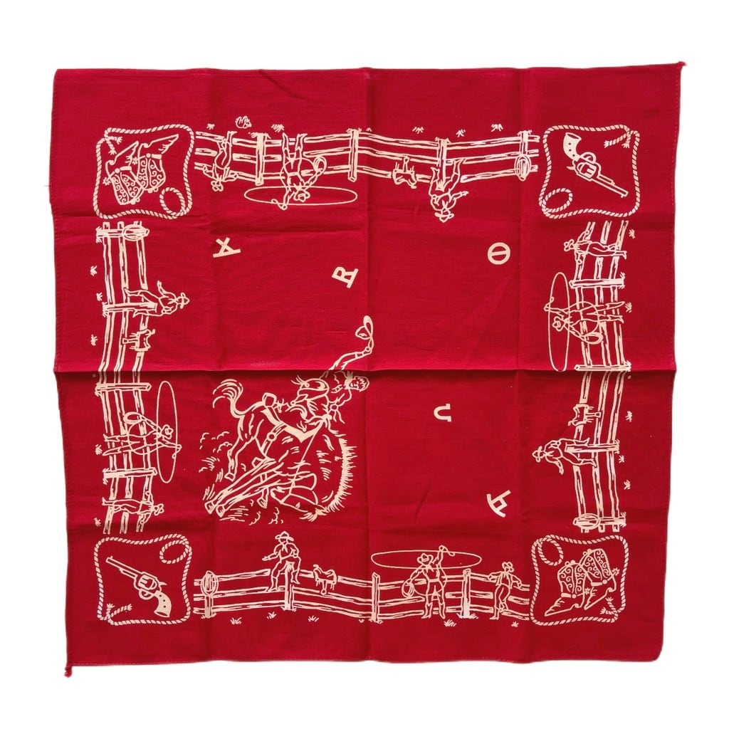 30-40s ヴィンテージバンダナ エレファント 象 花柄 両耳 VINTAGE