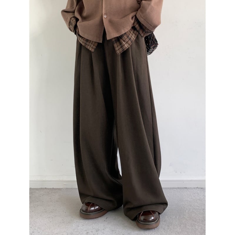 jiwuusメイラード風スラックス垂れ感ロングパンツ