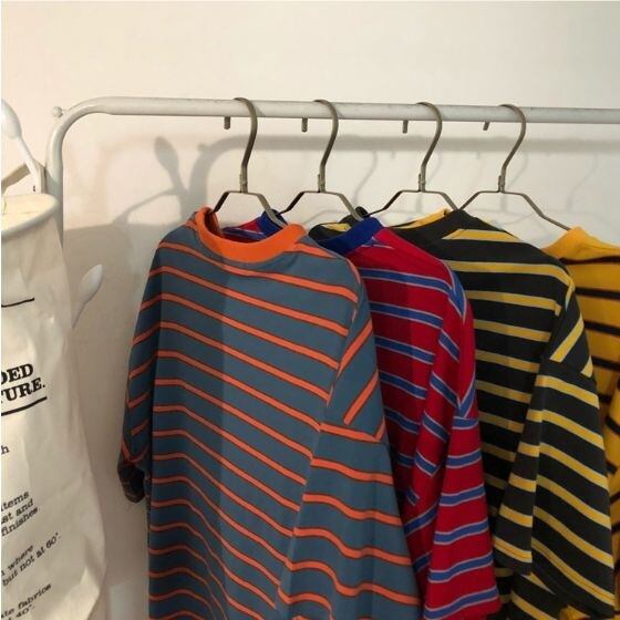 全4色 ボーダー Tシャツ カットソー 半袖 バイカラー カジュアル