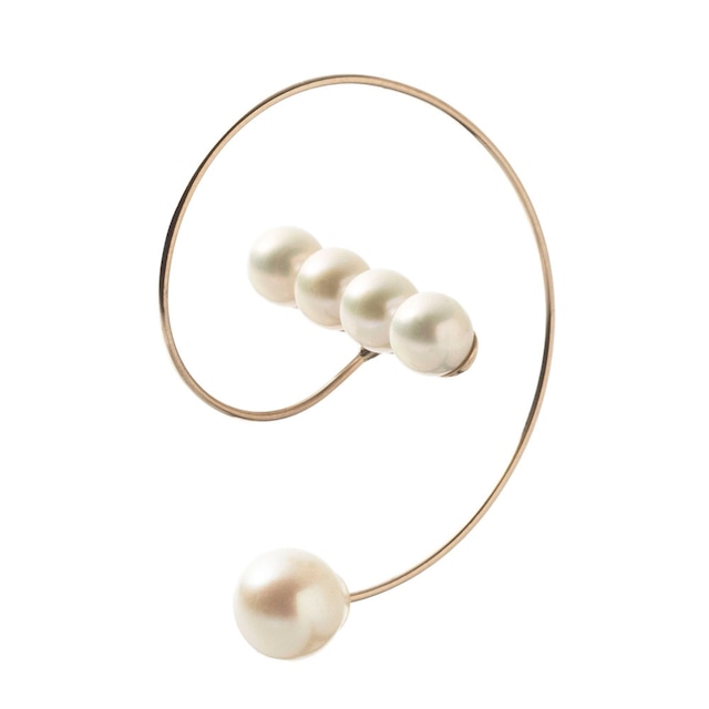 K10 pearl bar spiral hoop earring 10金パールバースパイラルフープピアス（片耳用）ELE0013GI   jewelry