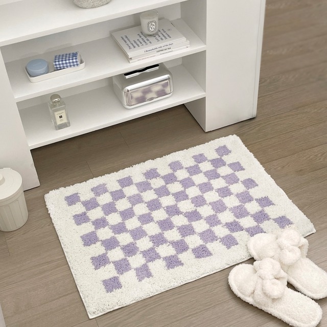 french tile rug 50*70 / フレンチ タイル ラグ フットマット ミニ カーペット パープル 韓国インテリア雑貨
