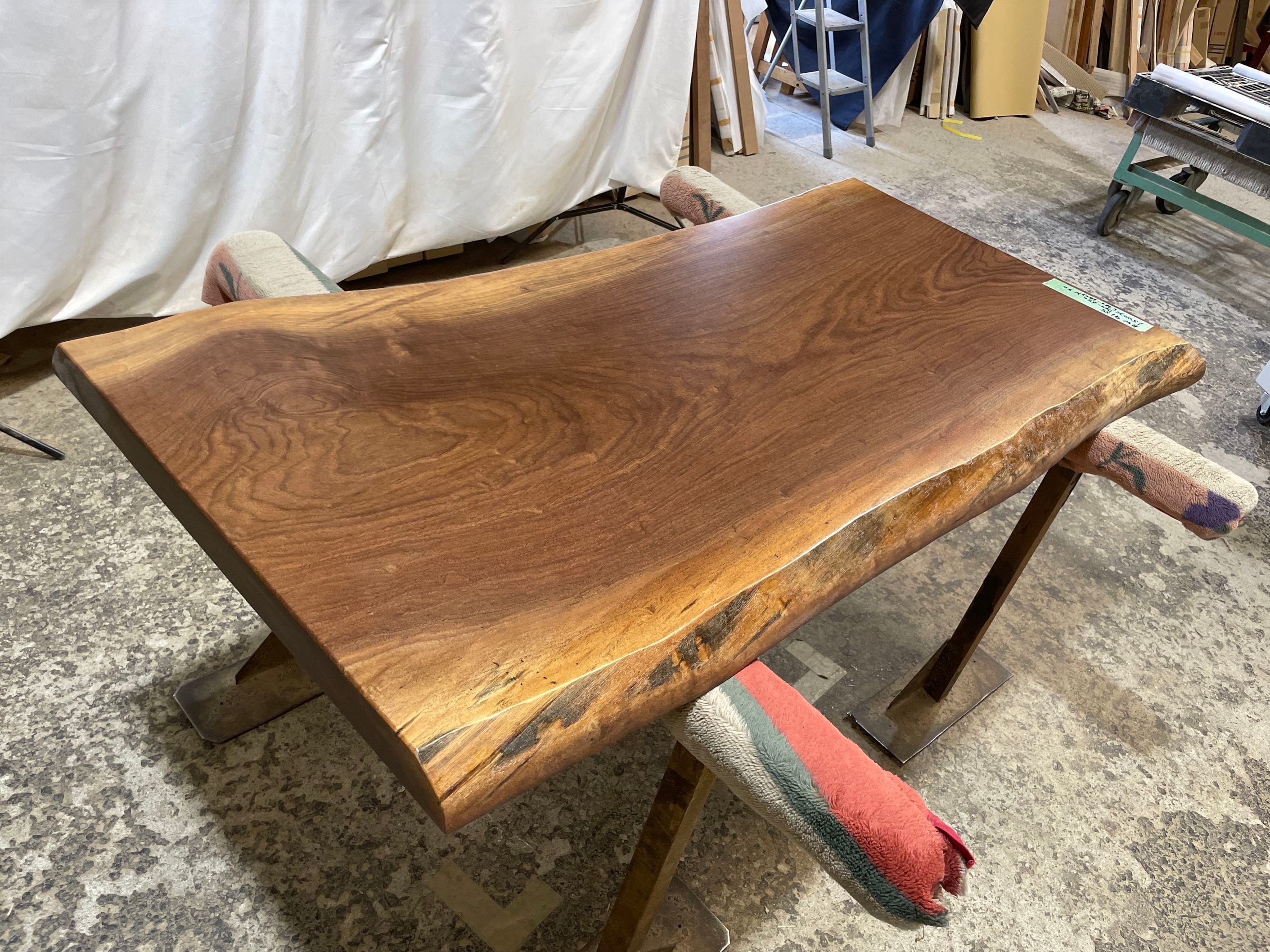 ブラックウォールナット9155 一枚板無垢 乾燥材 1500x700-650x50mm