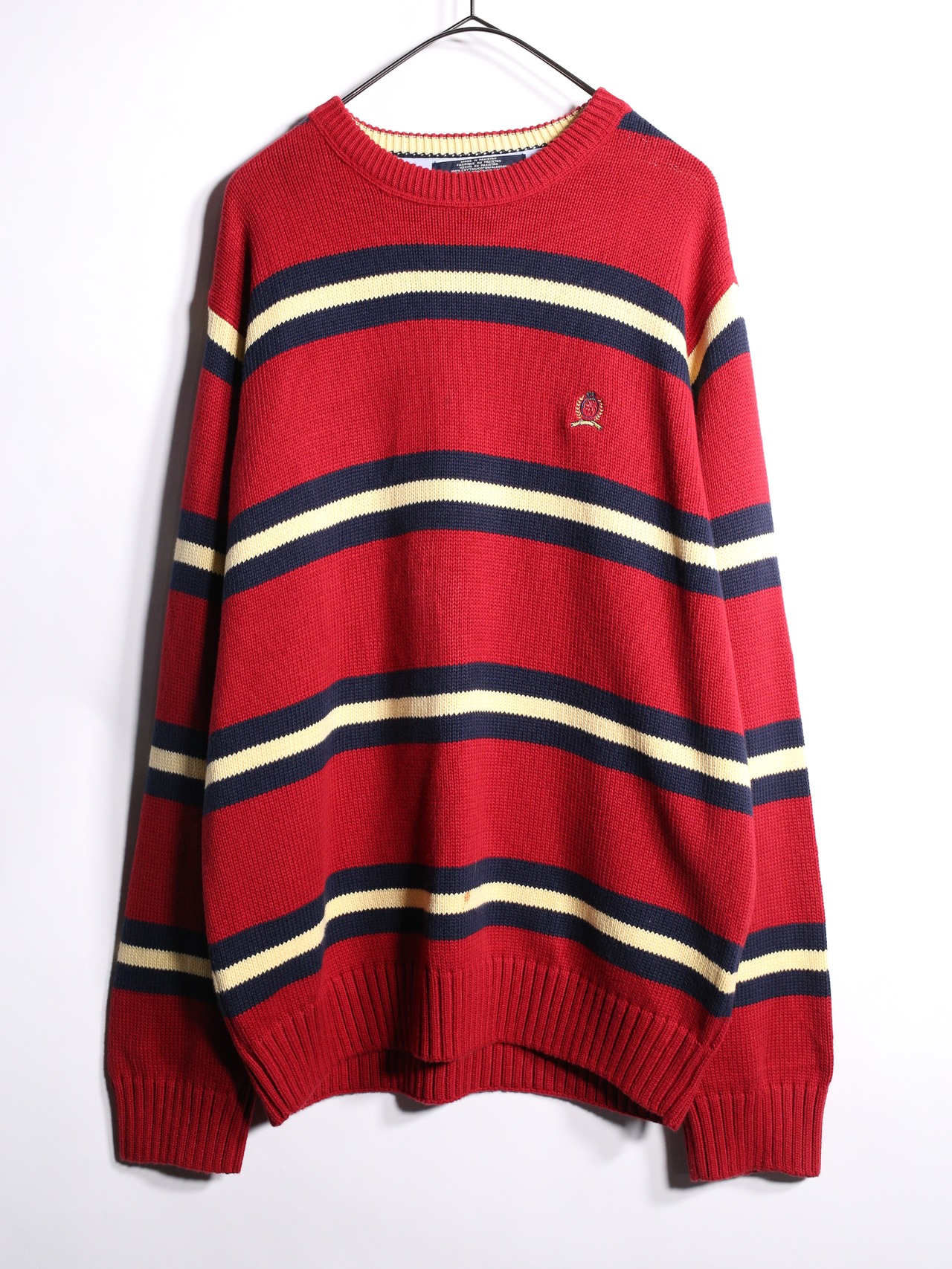 "TOMMY HILFIGER" good coloring border cotton knit - 7