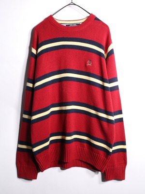 "TOMMY HILFIGER" good coloring border cotton knit