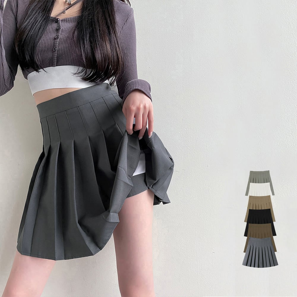 即納】ボックスプリーツスカート ミニスカート | N+K (エヌ+ケー) 韓国