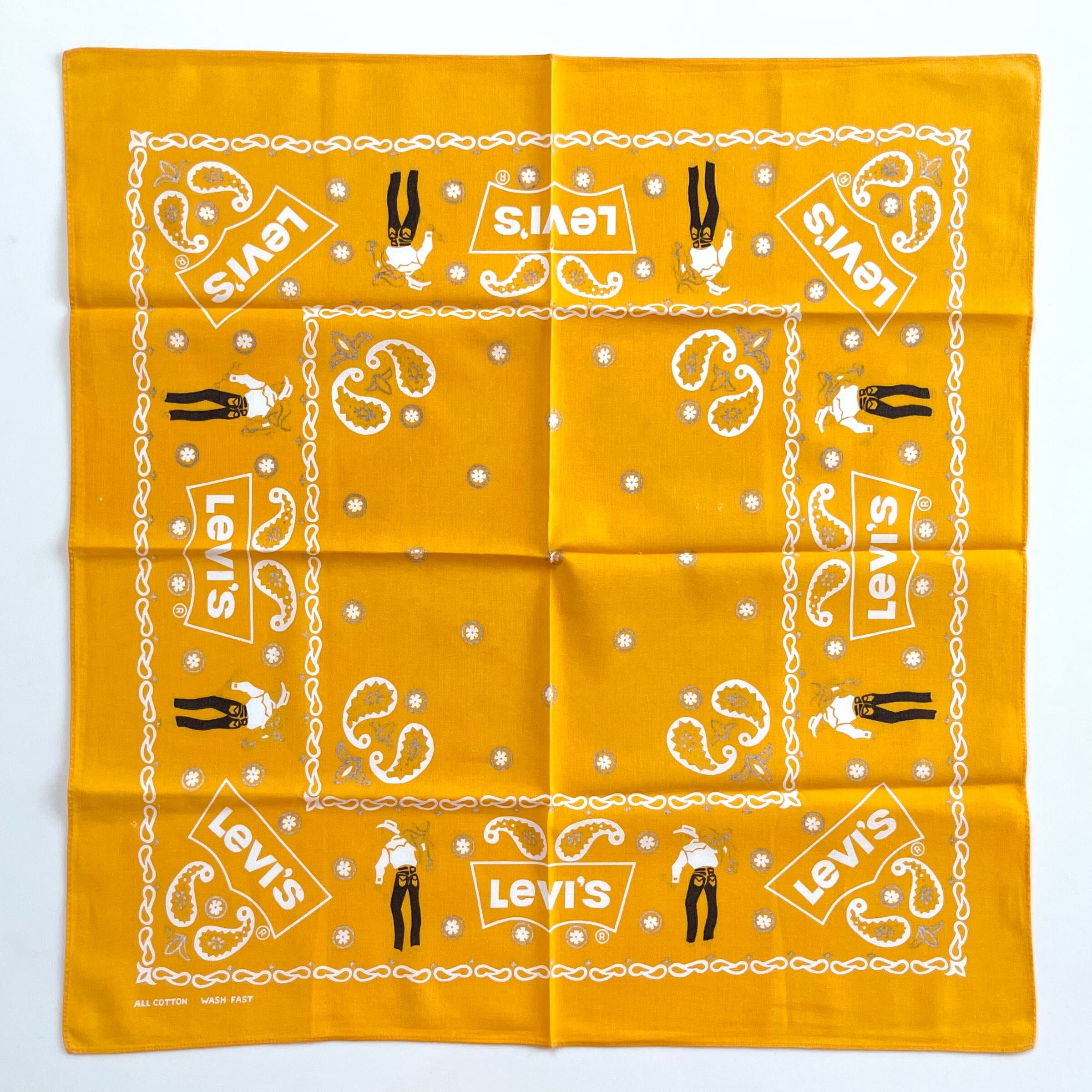 ◆A◆入手困難『Levi'sバンダナ』 新品 1990年代物 希少品 日本製品 yellow‼︎】 90s LEVI'S SADDLEMAN ヴィンテージ バンダナ