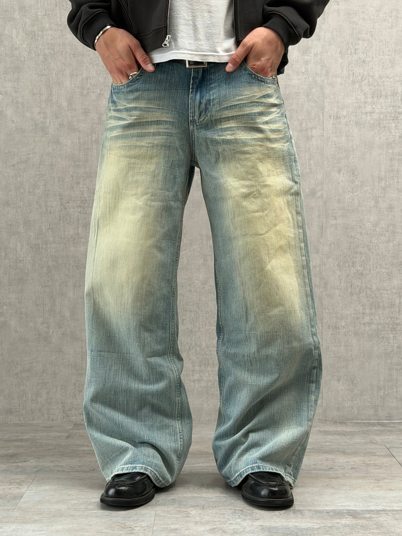 Yellow Blue Semi Wide Denim