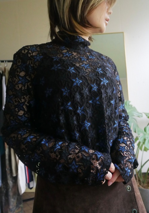 90s 〜 Star Pattern Lace High Neck Tops