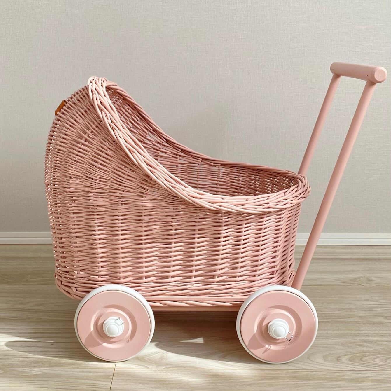 【受注品】ラタン乳母車(低いタイプ/Pink)