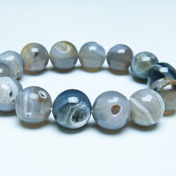 アゲート 笑口ブレスレット 16mm 一点物 メール便可 [M便 1/10] 111-39632