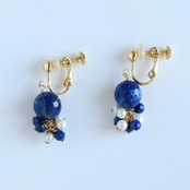 ラピスとパールのコラボが可愛い！！  天然ラピス 淡水パール mm1135
