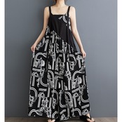 ノースリーブ プリント ジャンプスーツ  30022