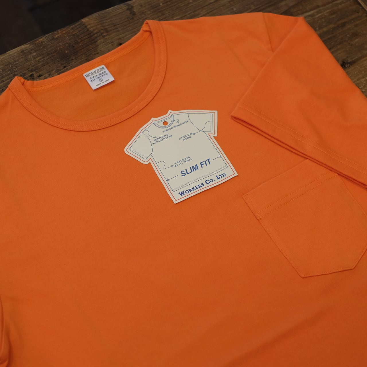 Workers（ワーカーズ） 別注 3PLYスリム ポケットTシャツ オレンジ
