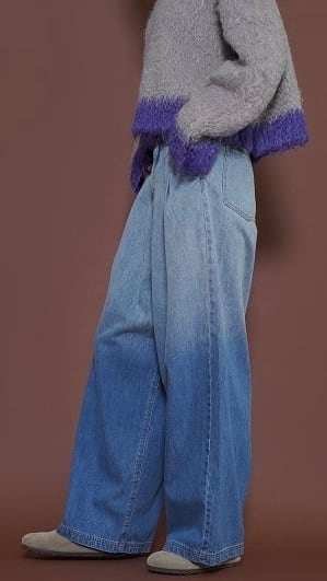 CYAN TOKYO グラデーションデニムワイドパンツ No.507405 ネイビー ブルー 36サイズ 38サイズ シアン