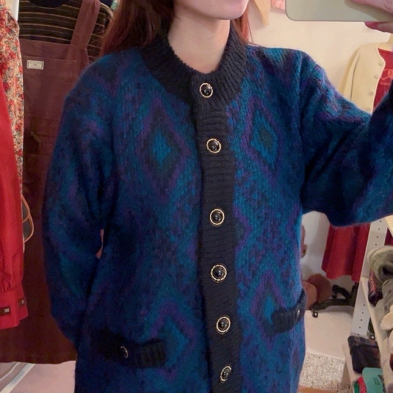 blue diamond liner knit cardigan