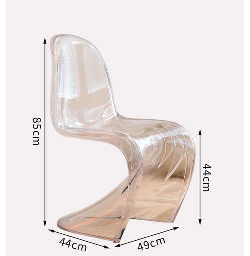 Sチェア カンチレバーチェア PC素材 透明チェア クリアチェア デザイナーズチェア モダン家具 一体成形 ダイニングチェア リブ構造 スタッキングチェア