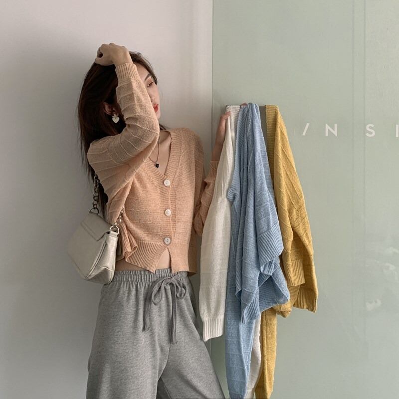 スプリングニットカーディガンVネックセーター トップス ロング 春物 YY-ファッション60469769817