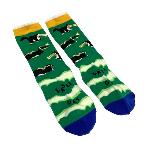 【solmu select】 laser cat socks（green）