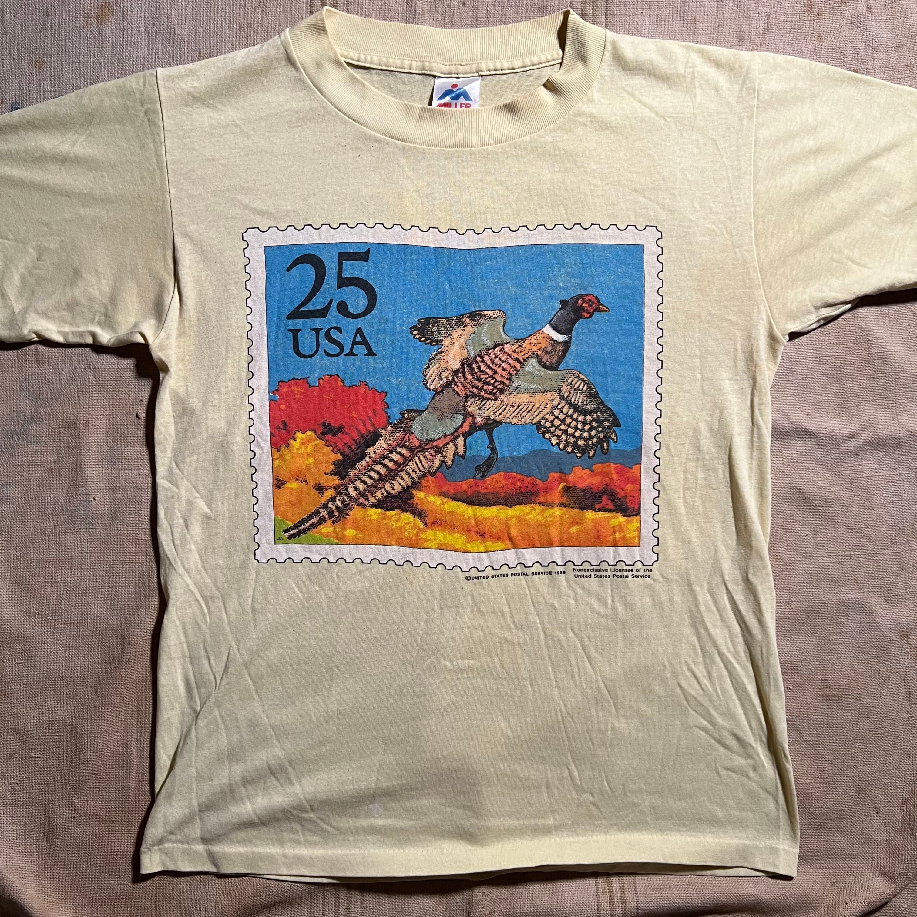 90s｜USPS｜切手モチーフ プリントTシャツ｜25¢ PHEASANT 野鳥