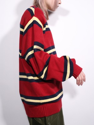 "TOMMY HILFIGER" good coloring border cotton knit