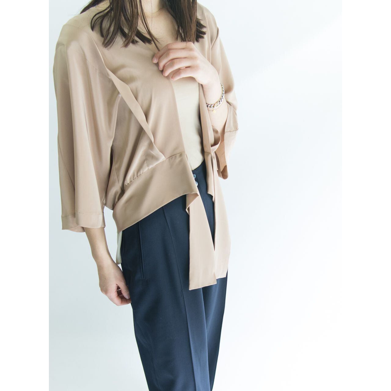 【Made in France】Satin design blouse（フランス製 サテン デザインブラウス カシュクール）1d