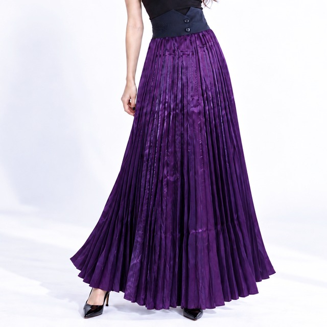 PURPLE AURORA PLEATED LONG SKIRT