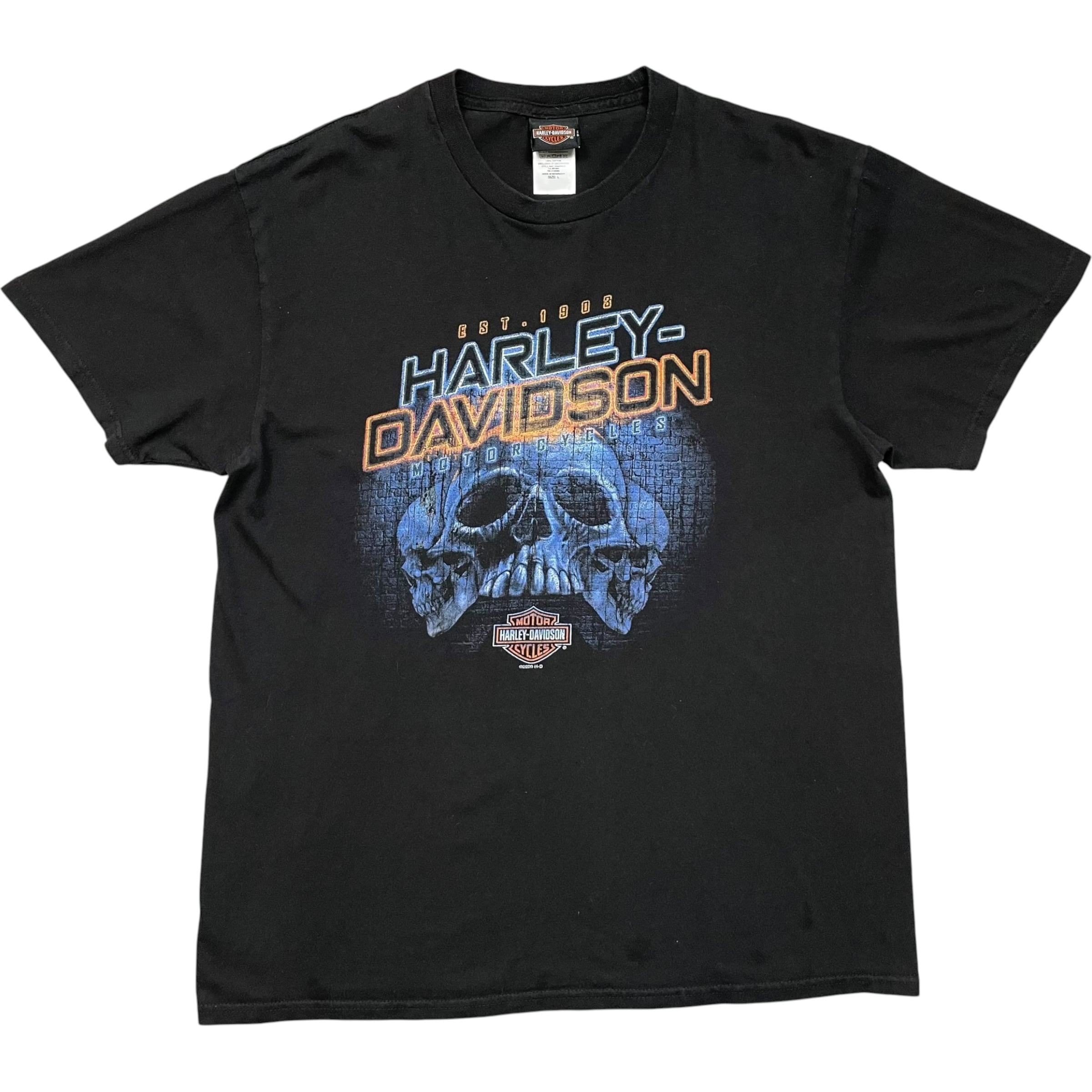 《L》 Harley-Davidson ハーレーダビッドソン Tシャツ ブラック プリントデザイン no.10189