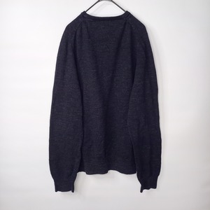 J CREW　クルーネック　コットンニット　セーター　薄手　無地　ネイビー　L