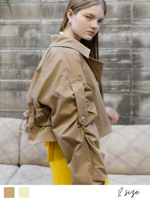 gather sleeve short trench