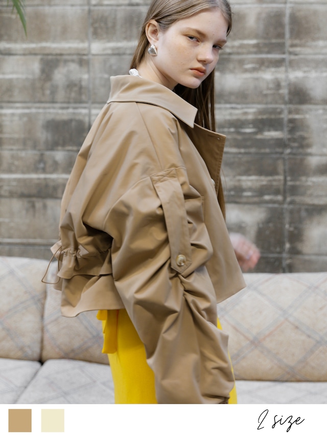 gather sleeve short trench