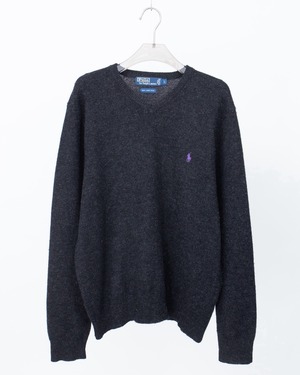 "Polo by Ralph Lauren" V-neck wool knit sweater
