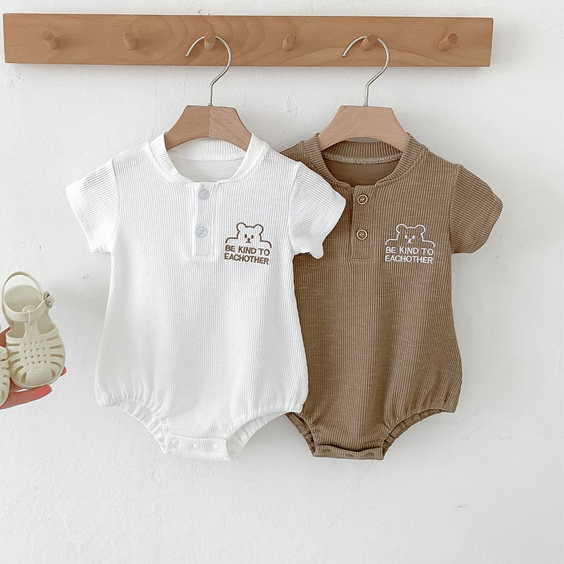 えみさん専用✨BABYのカットソー2枚セット✨ BABY&KID】夏用ワッフルクマ刺繡ロンパースORセットアップ | 韓国子供