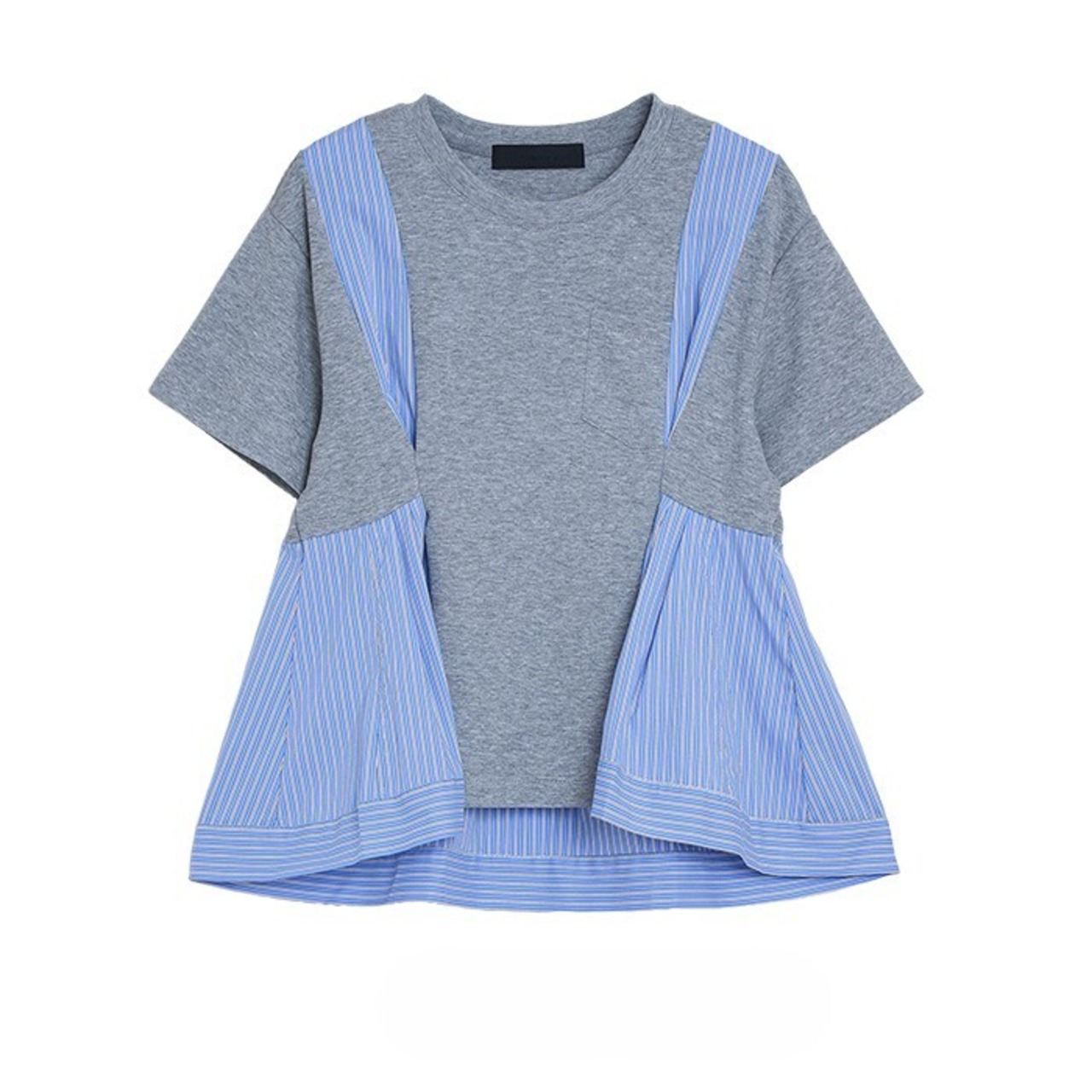 MMD118TEB ストライプシャツドッキングTシャツ