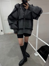 ヴィンテージライクリブハイネックPO/チャコール