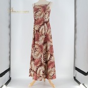 フラダンス 衣装 ワンピース ドレス ブラウン系 アロハスタンダード 日本製 パームリーフ柄 ハワイアンプリント アロハ ALOHA STANDARDS 植物柄 ボタニカル ベージュ系 茶 レッスン 練習 フラ ダンス キャミソール 華やか 大人っぽい 上品 おしゃれ かわいい ブラウン カジュアル 軽やか スタイリッシュ