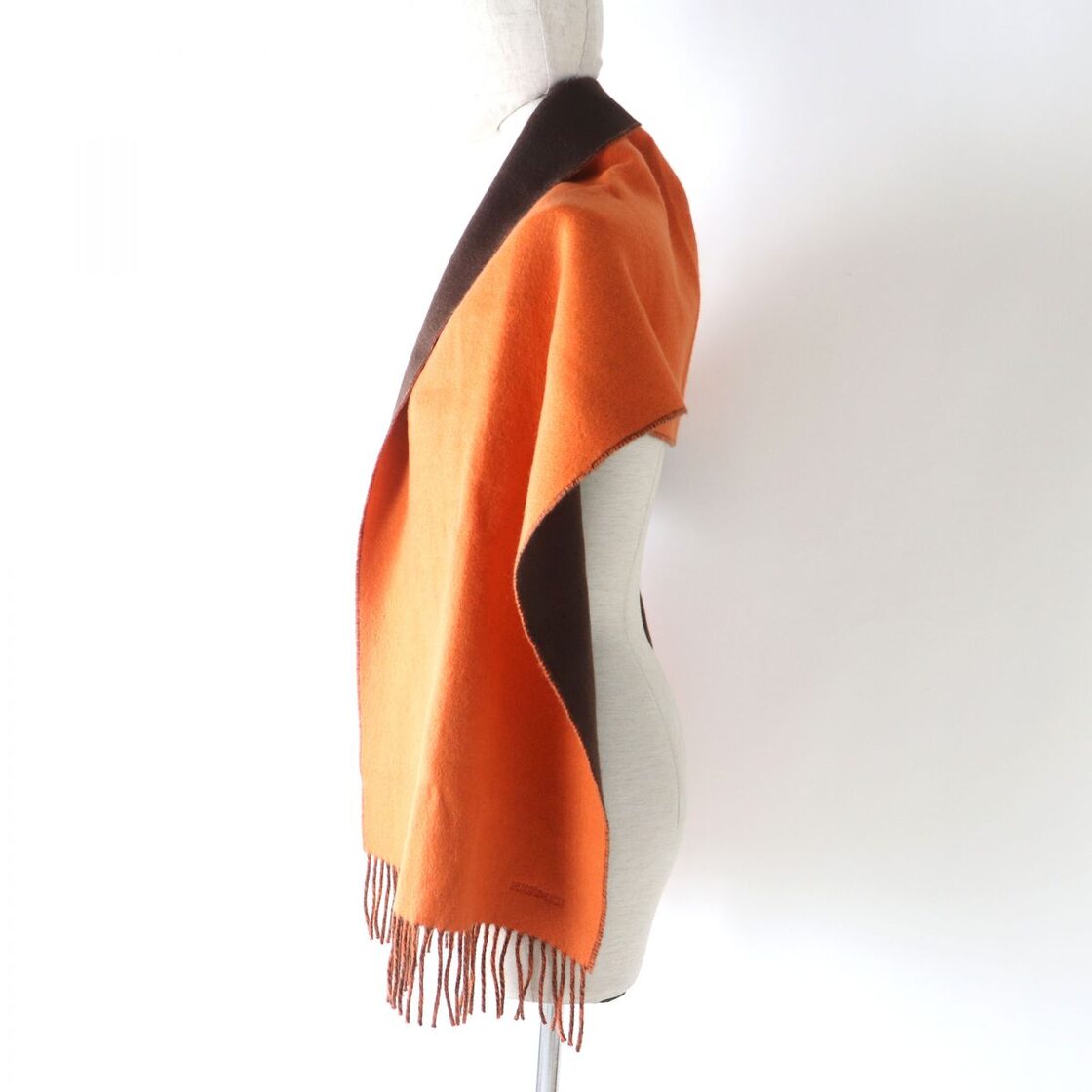 082042 HERMES マフラー カシミヤ オレンジ ひきつら メンズ レディース 
