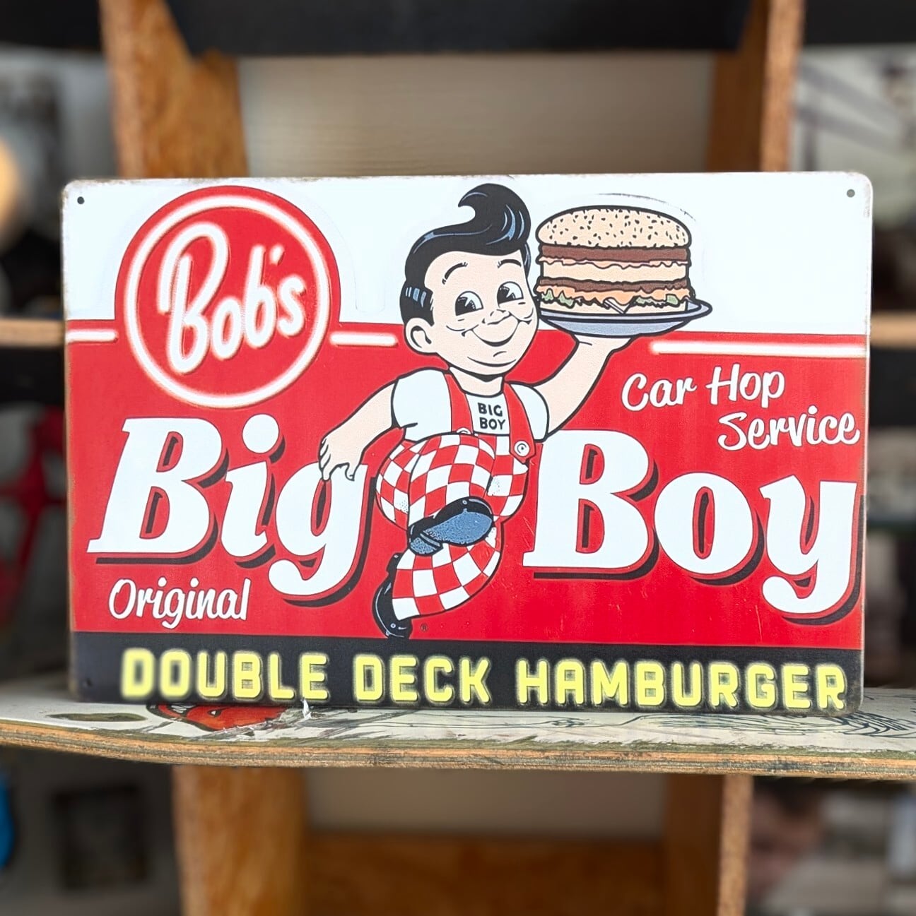 送料無料！ちょうどいいブリキ看板 【ビッグボーイ（Big Boy）】 METAL SIGN / メタルサイン / ブリキ看板 / サインボード / ビンテージ加工〚アメリカン雑貨 アメトイ〛