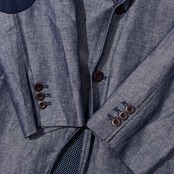 リネン混 TOMMY HILFIGER トミーヒルフィガー 裏ドット柄 エルボーパッチ シャンブレー テーラードジャケット L/メンズ 麻 本切羽