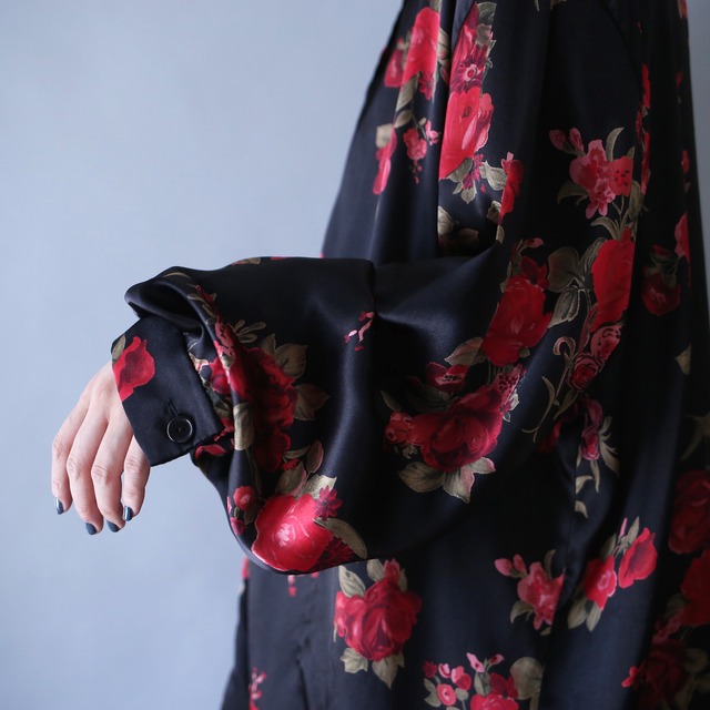 gloss fabric beautiful flower art pattern over silhouette shirt