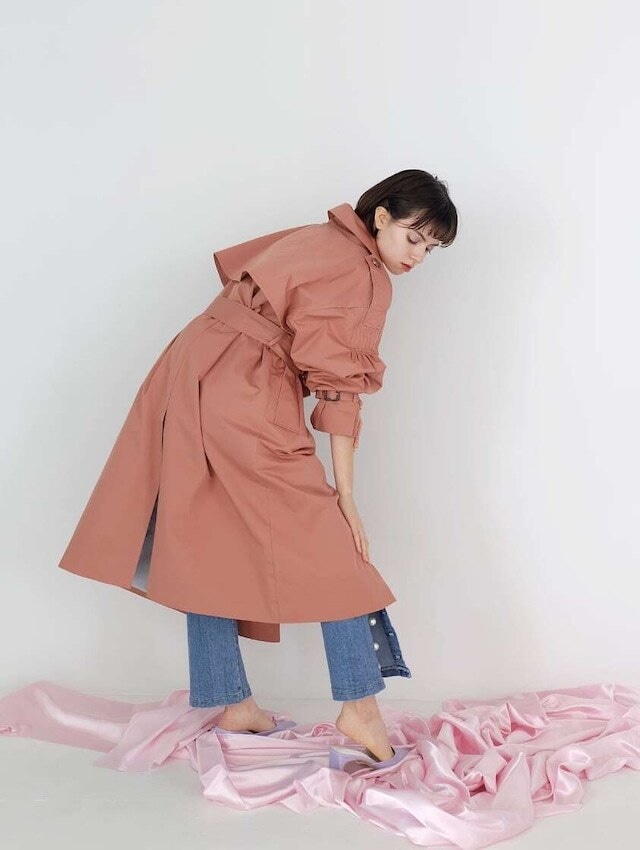 pleats cotton trench coat