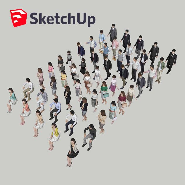  SketchUp素材　3D人物素材-ポーズド 10個セット 001_Posed-set - 画像2