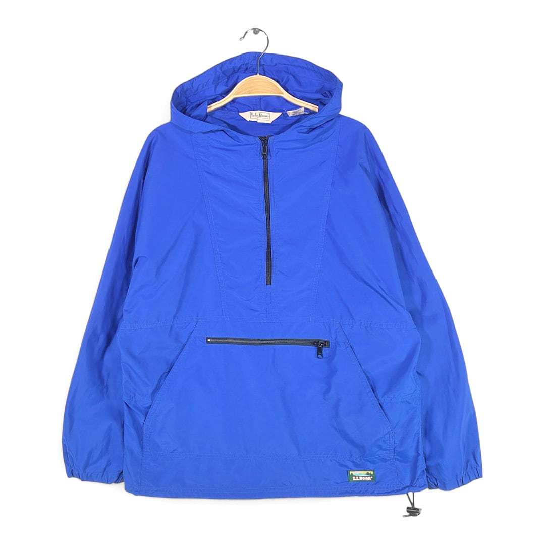 80s エルエルビーン USA製 アノラックパーカー ヴィンテージ 山タグ ブルー ナイロンジャケット L.L.BEAN レディースM 古着 @DD0444