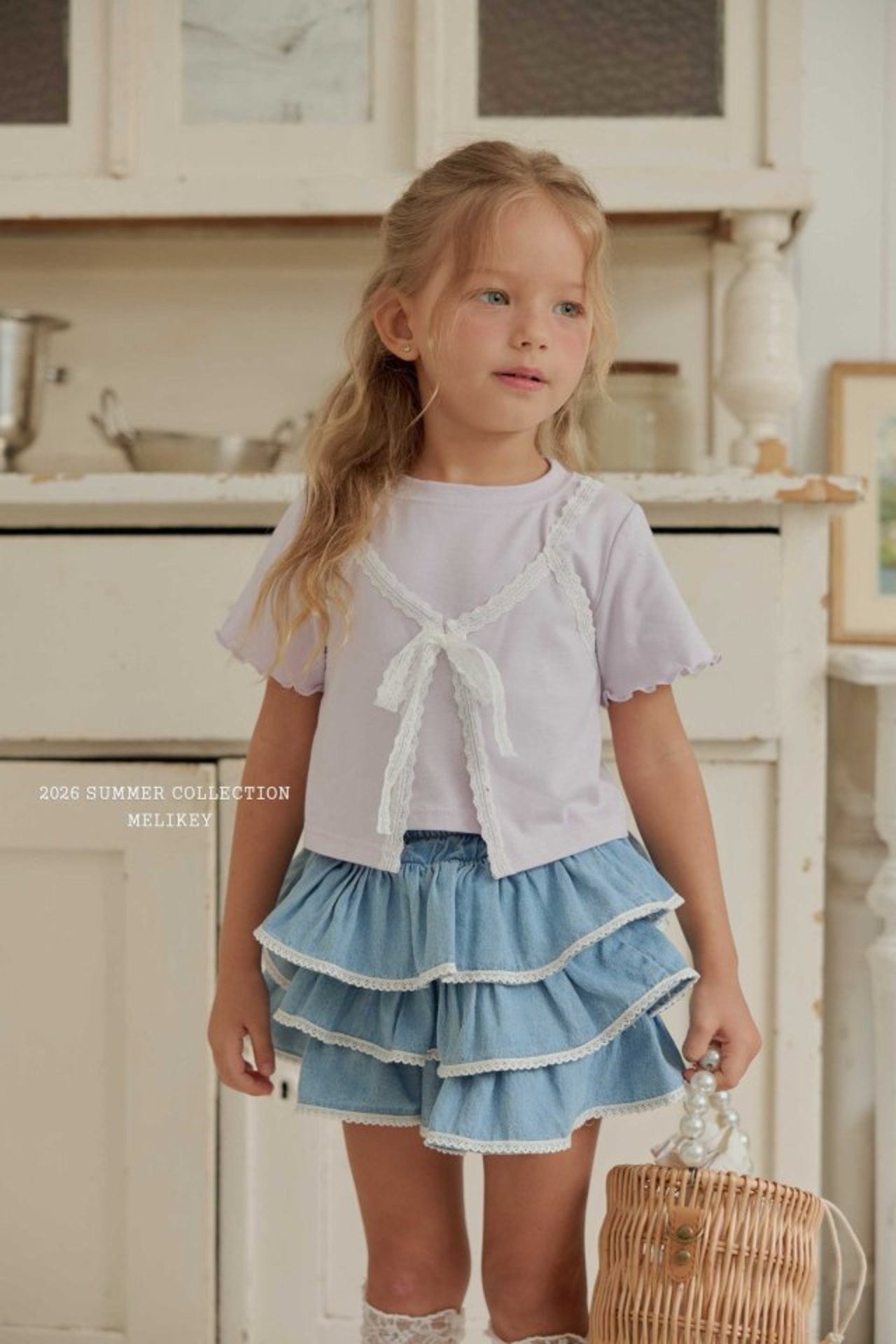 [MELIKEY] Less Denim Tiered Skirt (JS/JM) / [미라이키] 레스데님캉캉스커트 (JS/JM)